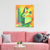 Chinese broeknagels op zonneschijn Oranje en groen Canvas Afdruk (Insitu (Woonkamer))