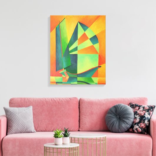 Chinese broeknagels op zonneschijn Oranje en groen Canvas Afdruk (Insitu (Woonkamer))