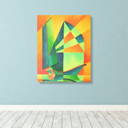 Chinese broeknagels op zonneschijn Oranje en groen Canvas Afdruk (Insitu (Houten vloer))