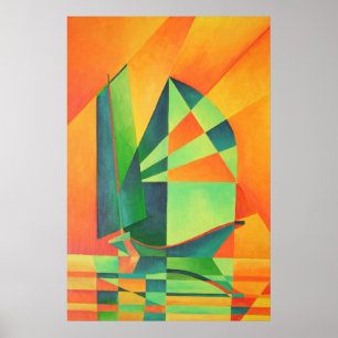 Chinese broeknagels op zonneschijn Oranje en groen Poster