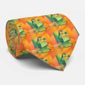 Chinese broeknagels op zonneschijn Oranje en groen Stropdas (Opgerold)