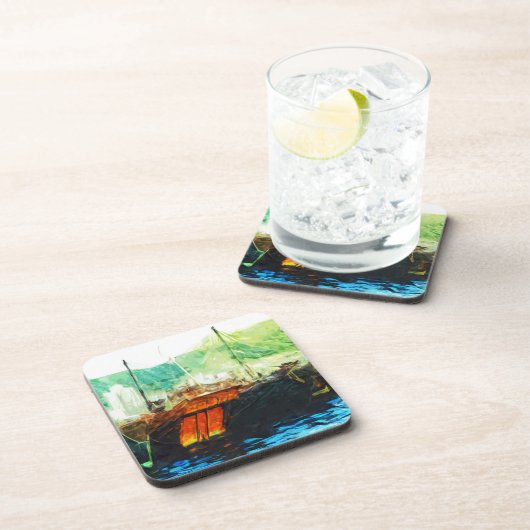 Chinese brok in Hong Kong Harbour Abstract Drankjes Onderzetter (Rechterzijde)