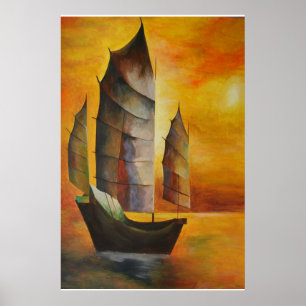 Chinese brok in Ochre en geel Poster