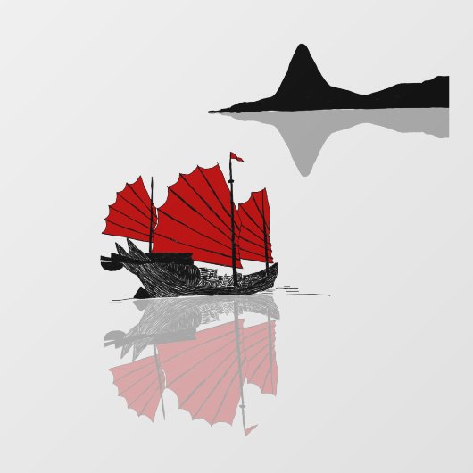 Chinese brokkenschip raamsticker (Vel)