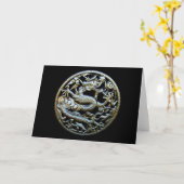 Chinese Bronzen Draak/Oosterse Groeten & Geschenke Kaart (Gele Bloem)