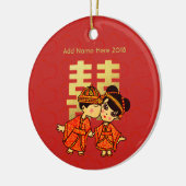 Chinese Bruid Bruidegom Cute Trouwen - Persoonlijk Keramisch Ornament (Links)