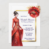 Chinese bruid tuin bloemen rood goud Aziatisch Kaart (Voorkant / Achterkant)