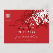 Chinese bruiloft Bamboo Zen Modern redt de datum Aankondigingskaart (Voorkant)