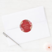 Chinese bruiloft Bright Red Peony Ronde Sticker (Envelop)