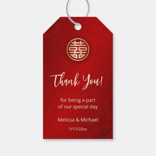 Chinese bruiloft dank u cadeaulabel (Achterkant)