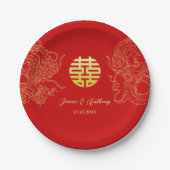 Chinese bruiloft draak en feniks thee ceremonie papieren bordje (Voorkant)
