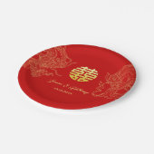 Chinese bruiloft draak en feniks thee ceremonie papieren bordje (Gekanteld)