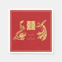 Chinese bruiloft Dragon-Phoenix Double Xi Red Gold Servet