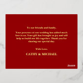 Chinese bruiloft dubbel geluk hart dank u folie feestdagen briefkaart (Achterkant)