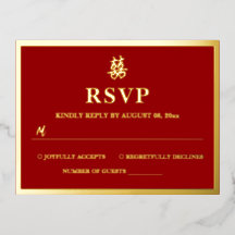Chinese bruiloft dubbel geluk hart rsvp kaart