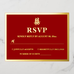 Chinese bruiloft dubbel geluk hart rsvp kaart