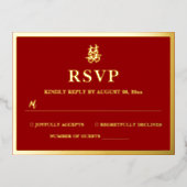 Chinese bruiloft dubbel geluk hart rsvp kaart (Voorkant)