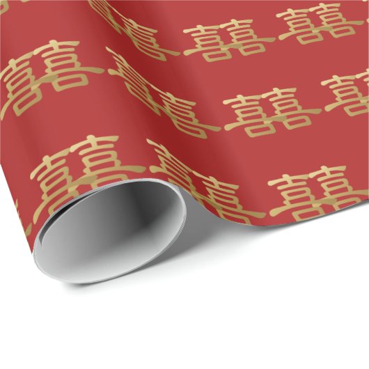 Chinese bruiloft dubbel geluk Rode bridal Gift Cadeaupapier (Rol Hoek)