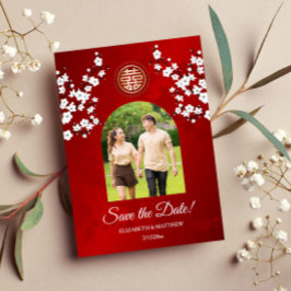 Chinese bruiloft dubbelgeluksfoto save the date