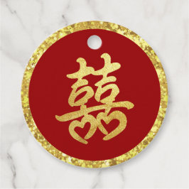 Chinese bruiloft formele rood goud glitter bedankjes labels