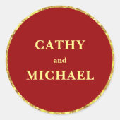 Chinese bruiloft formele rood goud glitter ronde sticker (Voorkant)