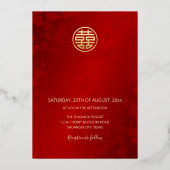 Chinese bruiloft foto gouden folie uitnodiging (Achterkant)