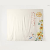 Chinese bruiloft gele bloemenvogel foto achtergron wandkleed (Voorkant (horizontaal))