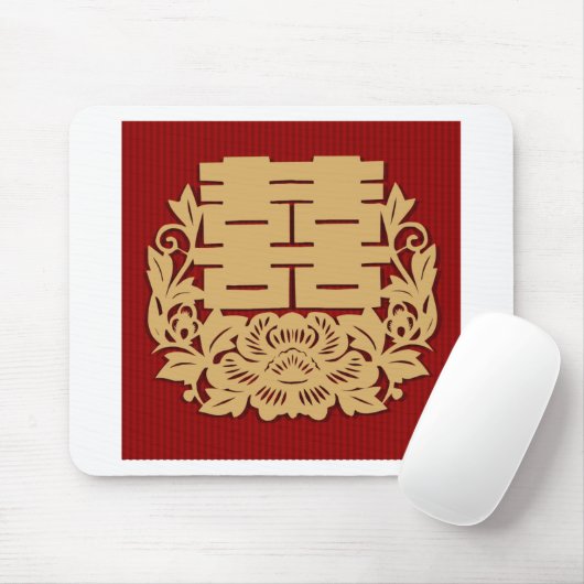 Chinese bruiloft met dubbel geluk en bloem muismat (Met muis)