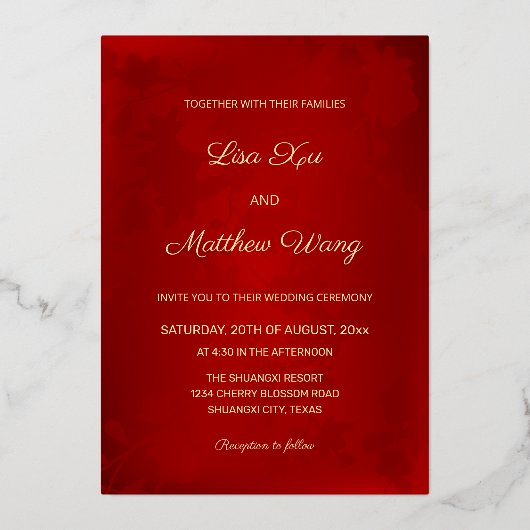 Chinese bruiloft Mr en Mrs Folie Uitnodiging (Achterkant)