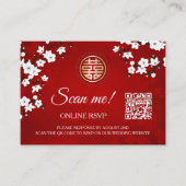 Chinese bruiloft QR Code RSVP Online Informatiekaartje (Voorkant)