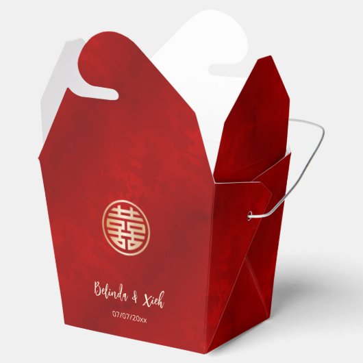 Chinese bruiloft Red White Gold Hartelijk dank Bedankdoosjes (Geopend)