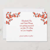 Chinese bruiloft rode kersenbloesem wit save the date (Achterkant)