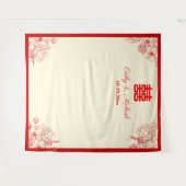 Chinese bruiloft rood beige bloemfoto achtergrond wandkleed (Voorkant (horizontaal))