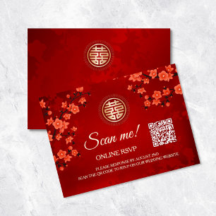 Chinese bruiloft RSVP Online   QR-code Informatiekaartje