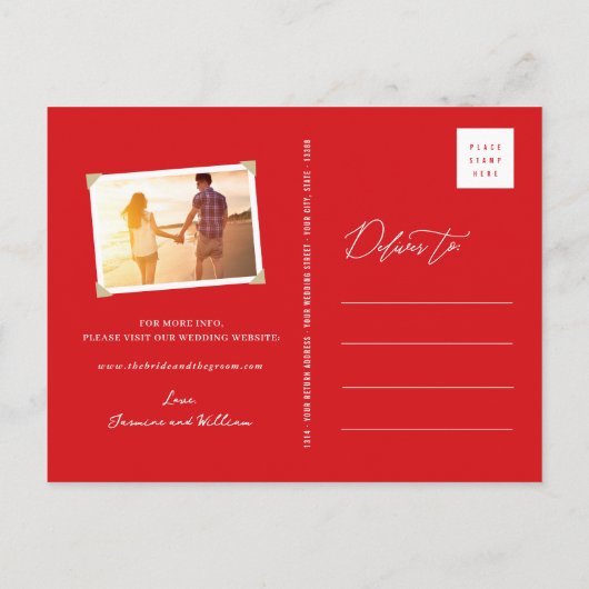 Chinese bruiloft Sakura Chic Swallows Save The Dat Aankondigingskaart (Achterkant)