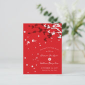 Chinese bruiloft Sakura Chic Swallows Save The Dat Aankondigingskaart (Staand voorkant)