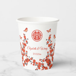 Chinese bruiloft Tea Ceremony Cherry Blossom Custo Papieren Bekers