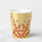 Chinese bruiloft Tea Ceremony Cherry Blossom Custo Papieren Bekers (Rechts)