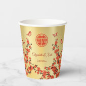 Chinese bruiloft Tea Ceremony Cherry Blossom Custo Papieren Bekers (Voorkant)