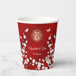 Chinese bruiloft Tea Ceremony Cherry Blossom Custo Papieren Bekers