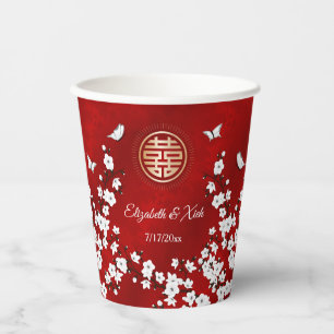 Chinese bruiloft Tea Ceremony Cherry Blossom Custo Papieren Bekers