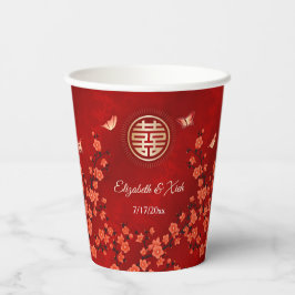 Chinese bruiloft Tea Ceremony Cherry Blossom Custo Papieren Bekers