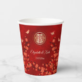 Chinese bruiloft Tea Ceremony Cherry Blossom Custo Papieren Bekers (Voorkant)