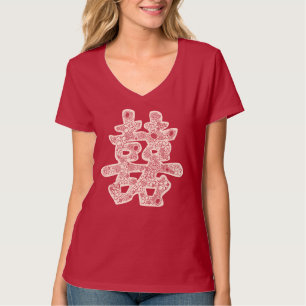 Chinese bruiloft tegen dubbel geluk t-shirt