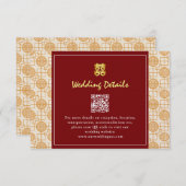 Chinese bruiloft veelbelovende peranakan QR-code Informatiekaartje (Voorkant / Achterkant)