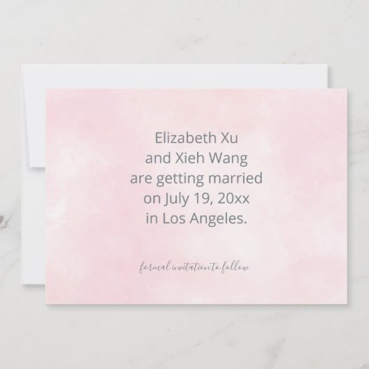 Chinese bruiloft Waterverf Lotus Bewaar de datum Save The Date (Achterkant)