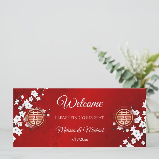 Chinese bruiloft zitplaatsen grafiek header (Staand voorkant)