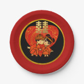 Chinese Bruiloftsfeestborden Traditioneel Paar Papieren Bordje (Voorkant)