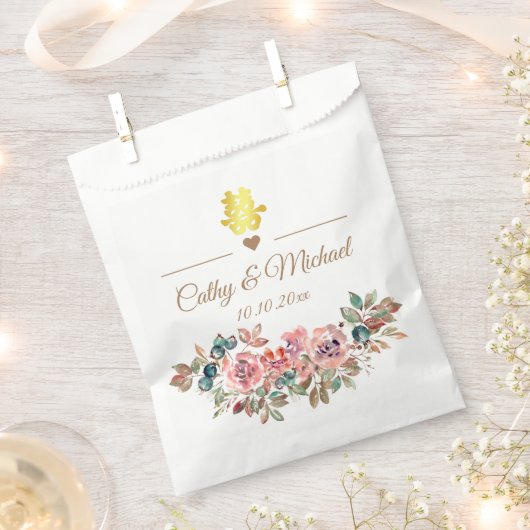 Chinese bruinrode roze florale bruine bruine bruin bedankzakje (Geknipt)