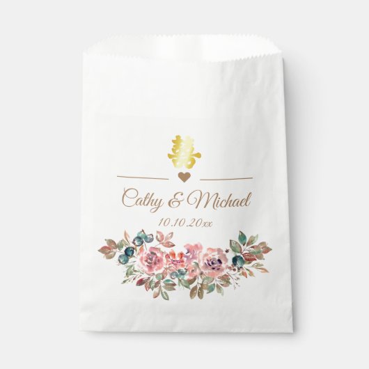 Chinese bruinrode roze florale bruine bruine bruin bedankzakje (Voorkant)